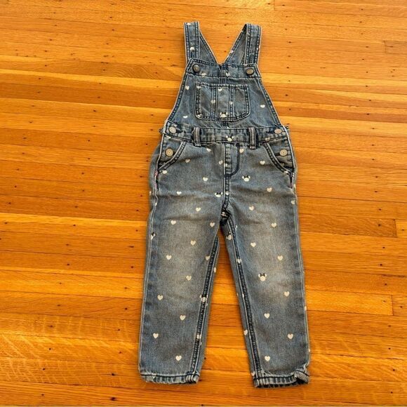 Disney Baby Gap Denim Minnie Mouse Polka Dot Overalls - Picture 1 of 5